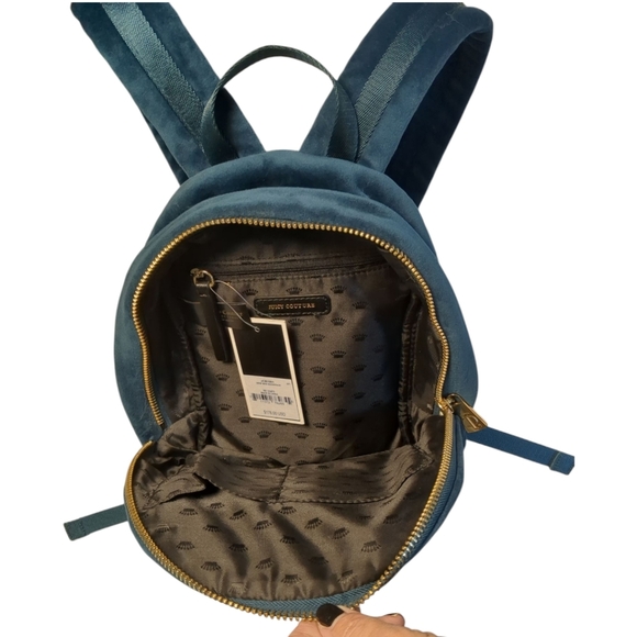 NEW Juicy Couture Bag Velvet Mini Backpack Blue Pockets Adjustable Ret$178 - Picture 7 of 7